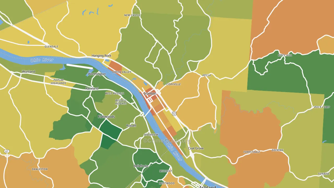 Ironton, OH Map of Assault Rates