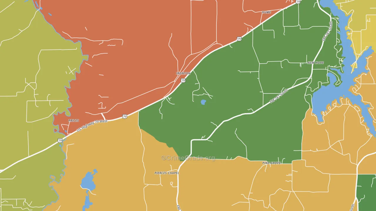Ironton, TX Map of Assault Rates