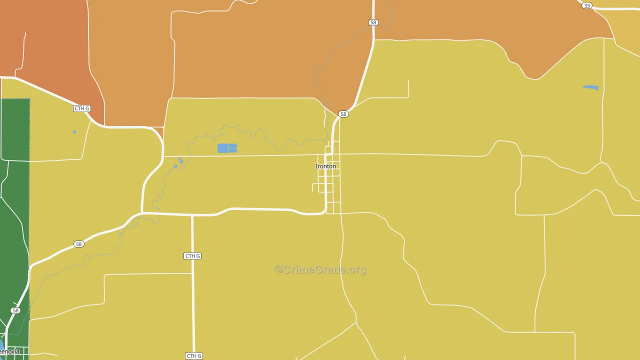 Ironton, WI Map of Assault Rates