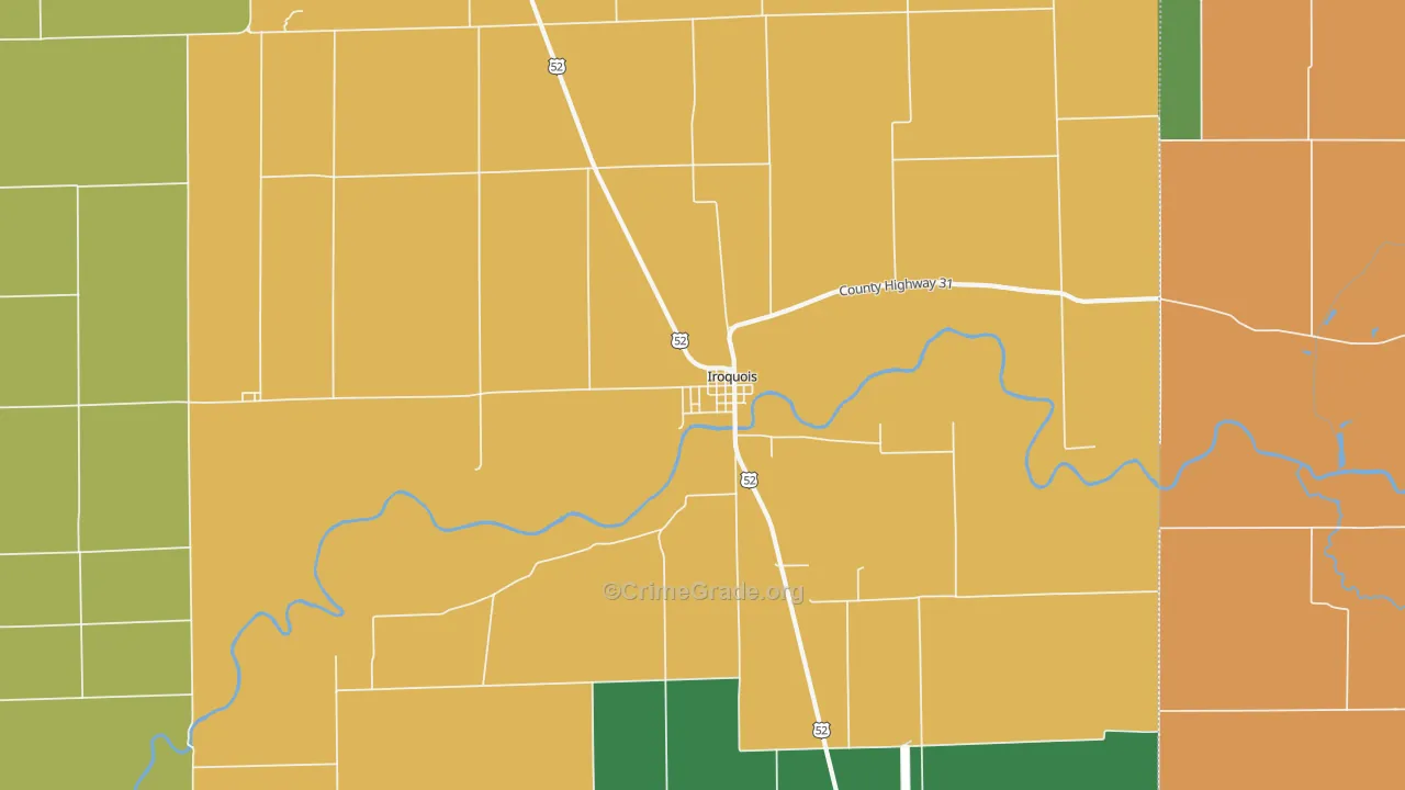 Iroquois, IL Map of Assault Rates