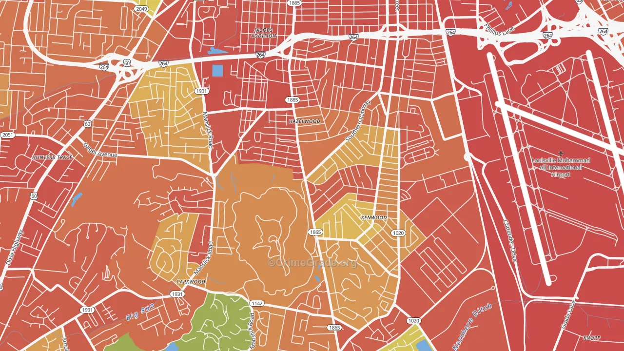 Iroquois, Louisville, KY Map of Assault Rates