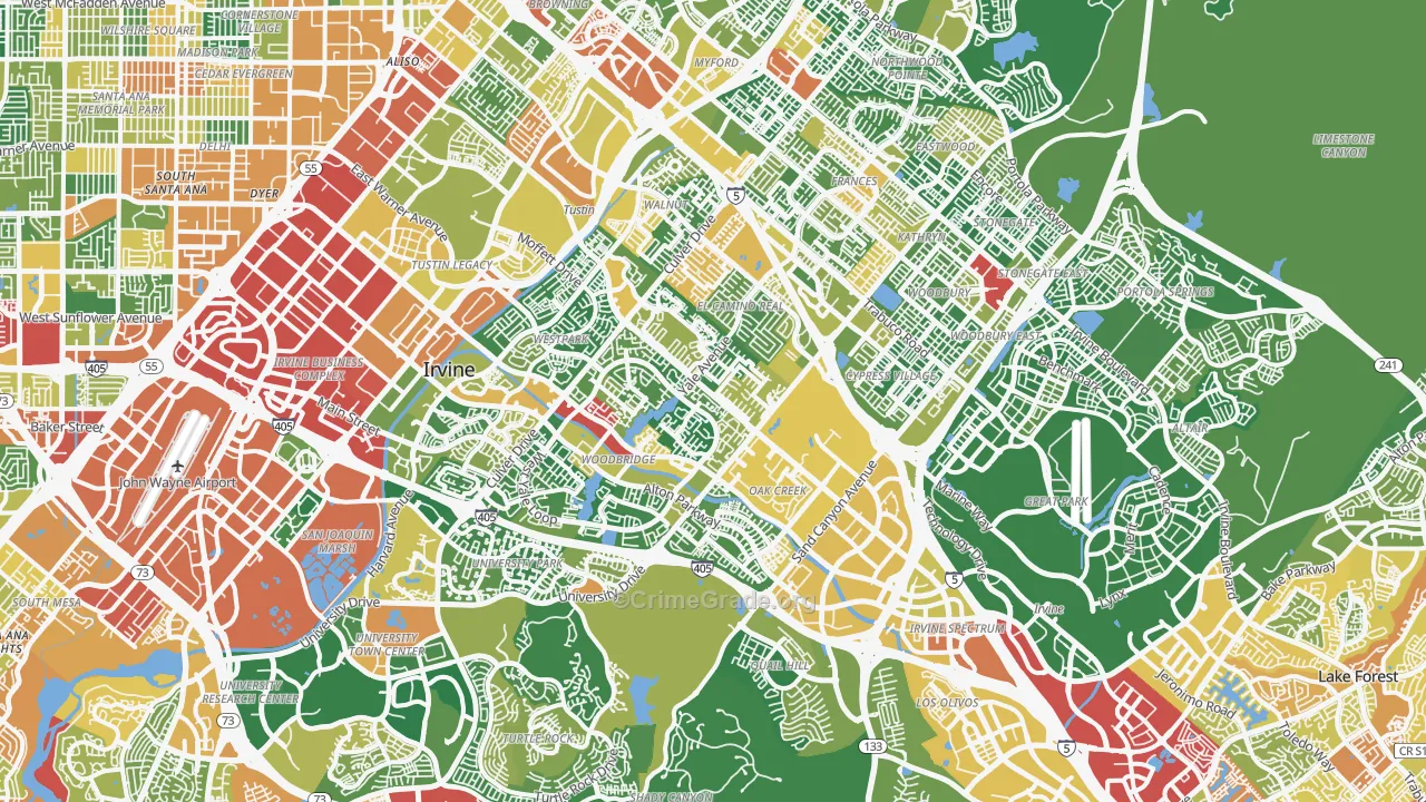 Irvine, CA Map of Assault Rates