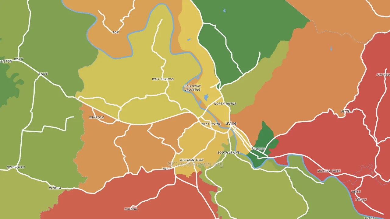 Irvine, KY Map of Assault Rates