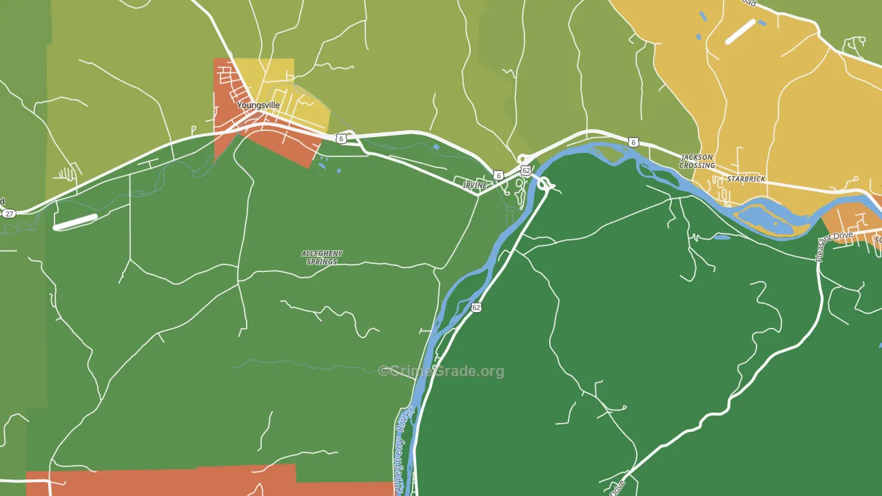 Irvine, PA Map of Assault Rates
