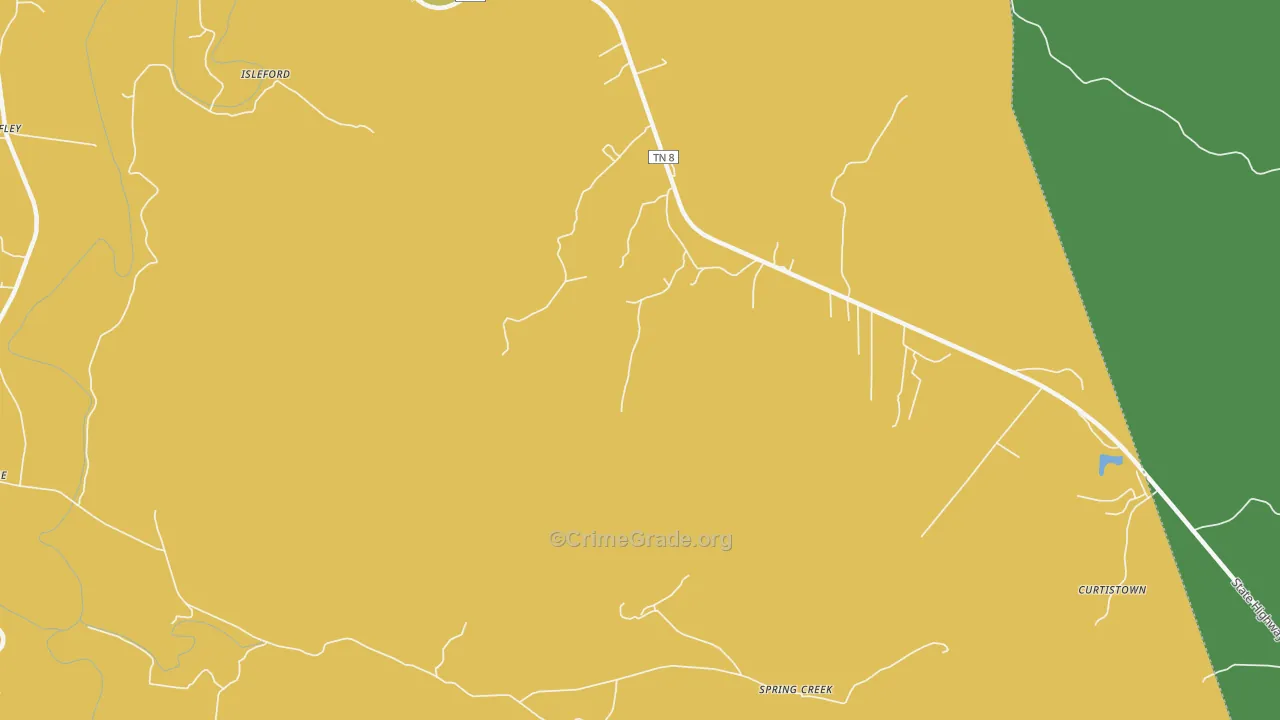 Irving College, TN Map of Assault Rates