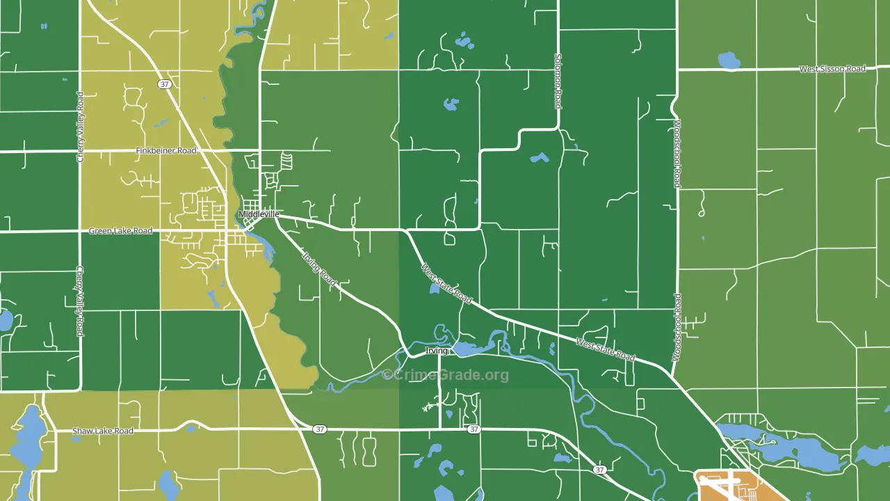 Irving, MI Map of Assault Rates