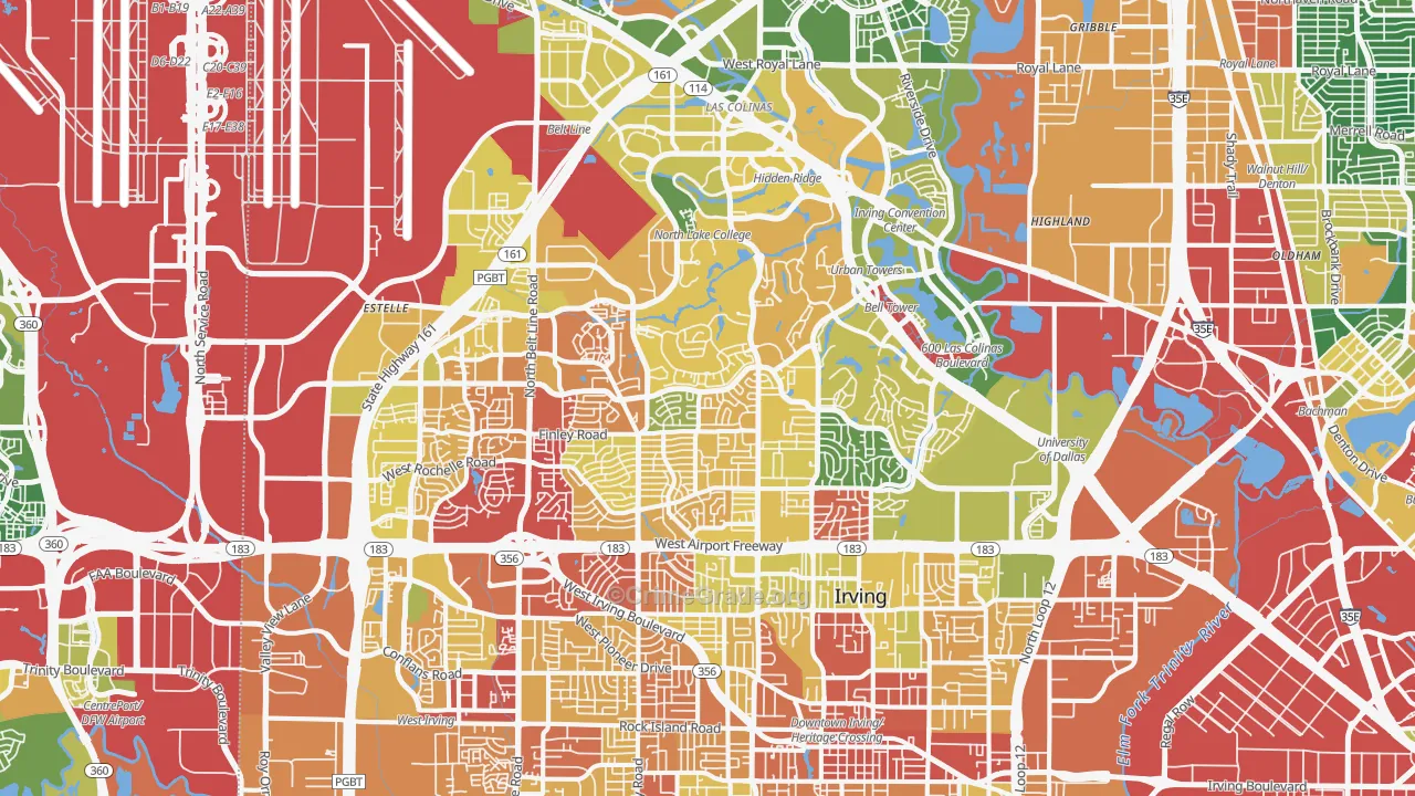 Irving, TX Map of Assault Rates