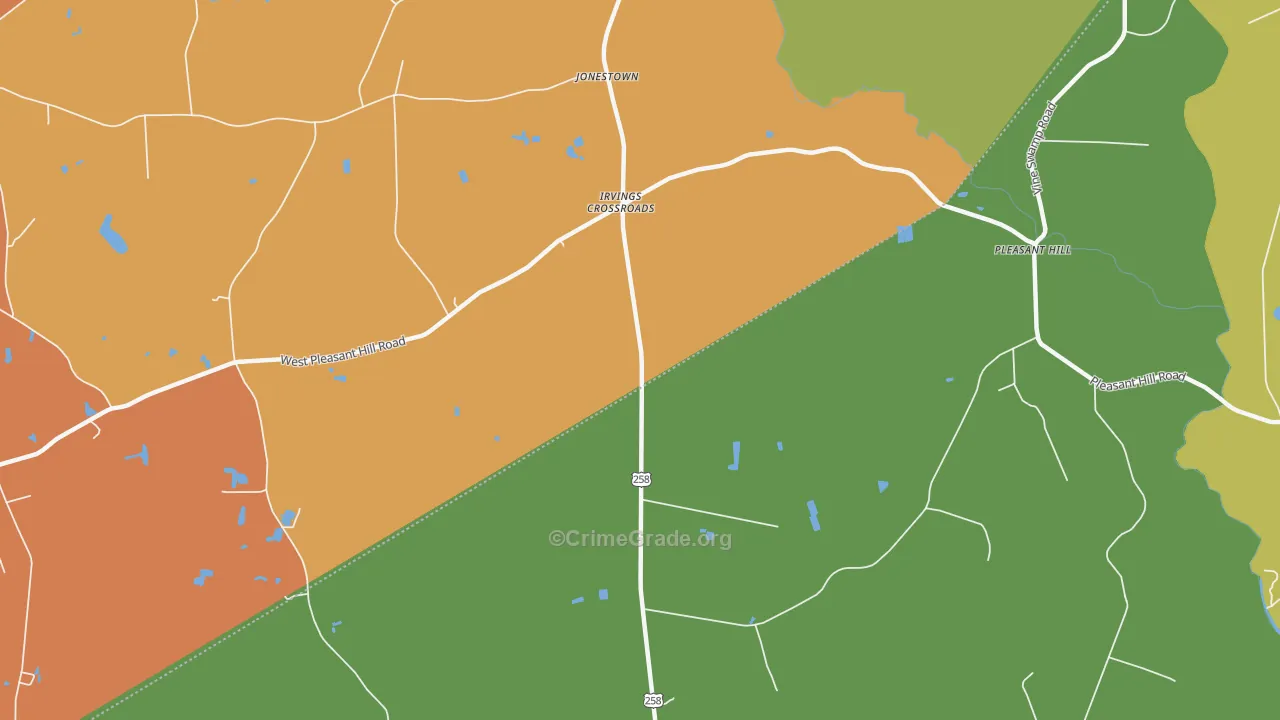 Irvings Crossroads, NC Map of Assault Rates