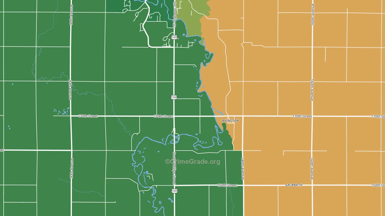 Irvington, IA Map of Assault Rates