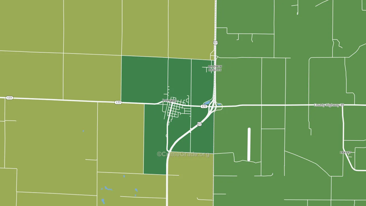 Irvington, IL Map of Assault Rates