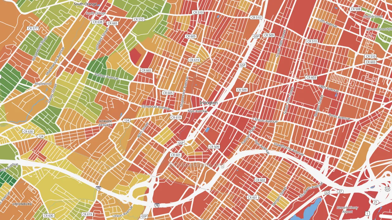 Irvington, NJ Map of Assault Rates