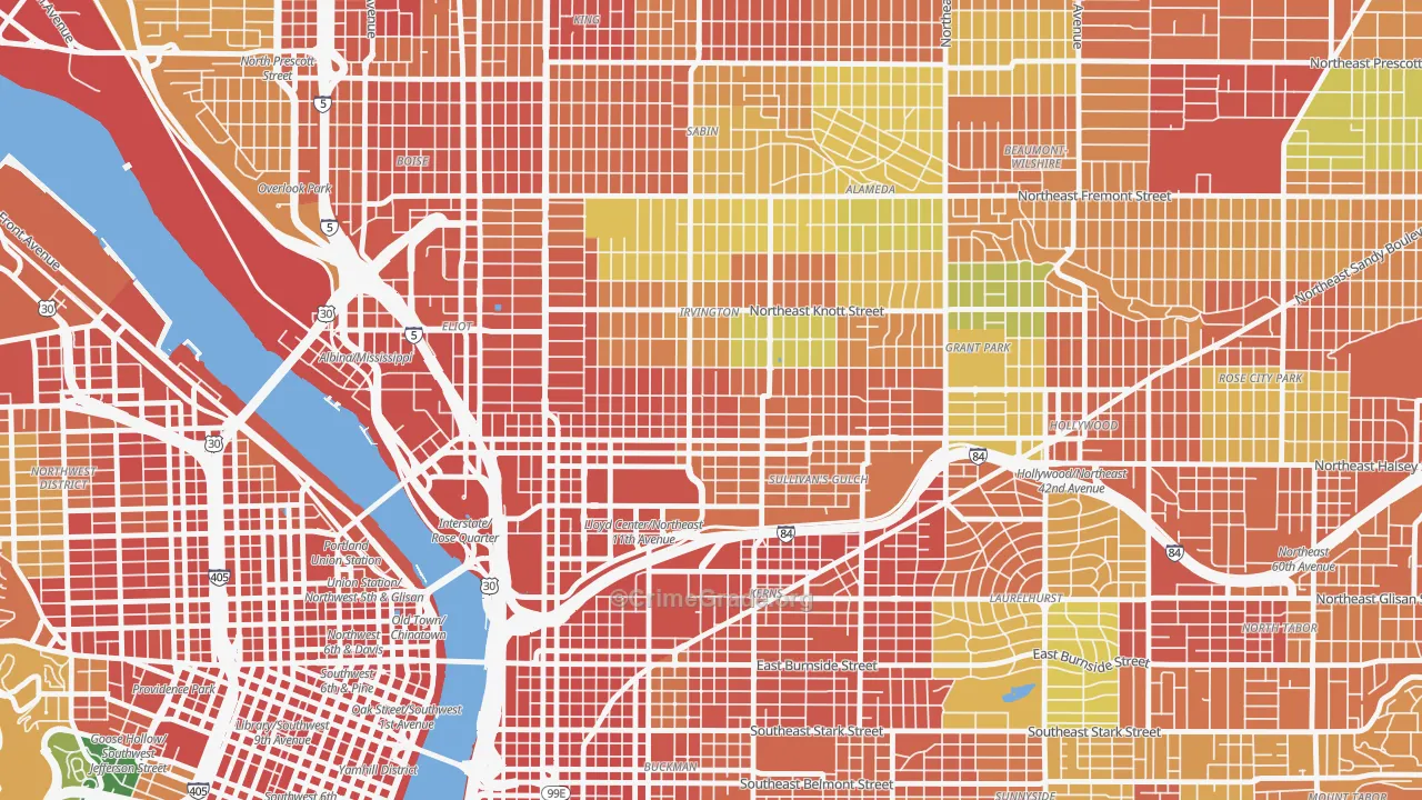 Irvington, Portland, OR Map of Assault Rates