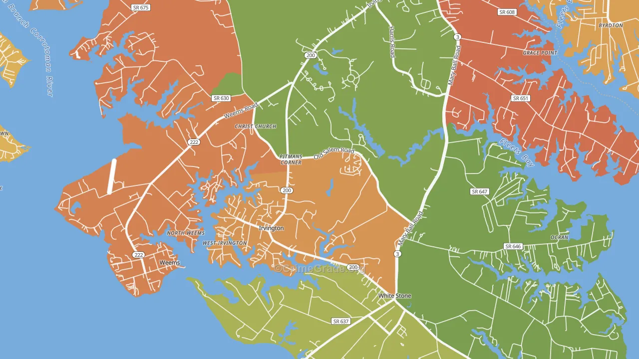 Irvington, VA Map of Assault Rates
