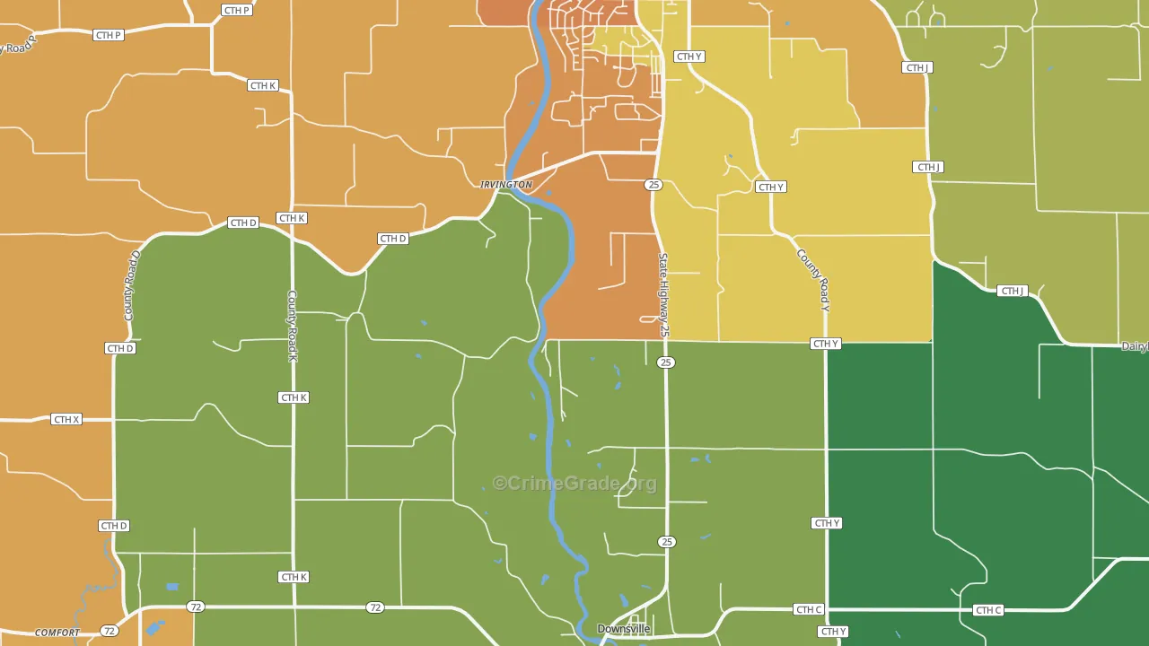 Irvington, WI Map of Assault Rates
