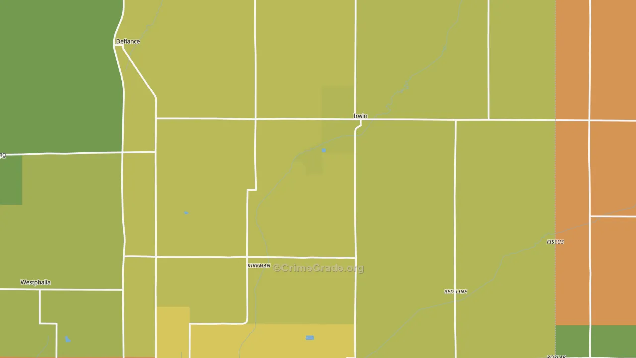 Irwin, IA Map of Assault Rates