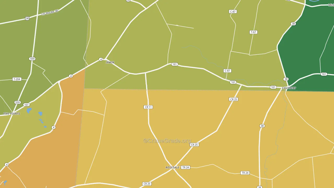 Irwin, OH Map of Assault Rates