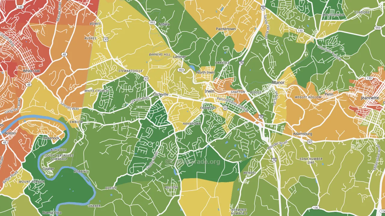 Irwin, PA Map of Assault Rates