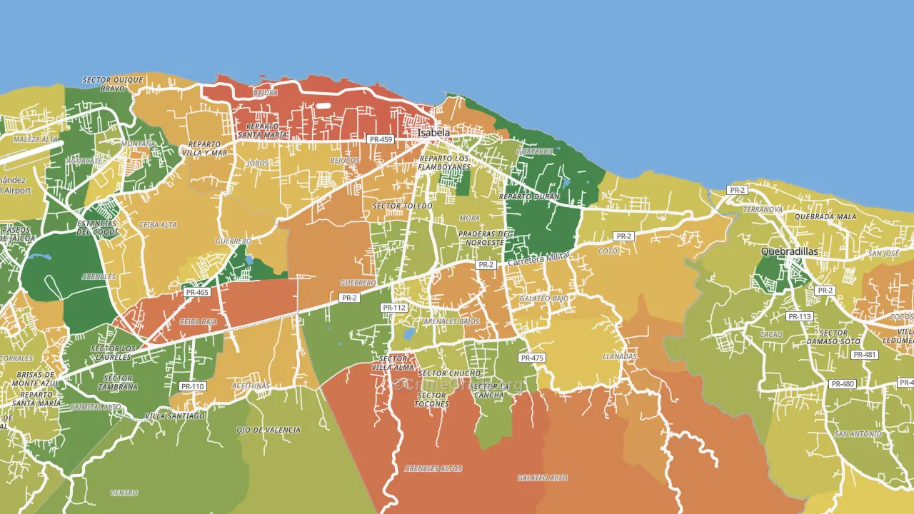 Isabela Municipio, PR Map of Assault Rates