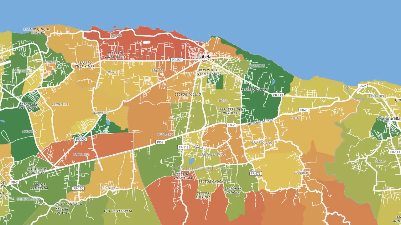 Isabela, PR Map of Assault Rates