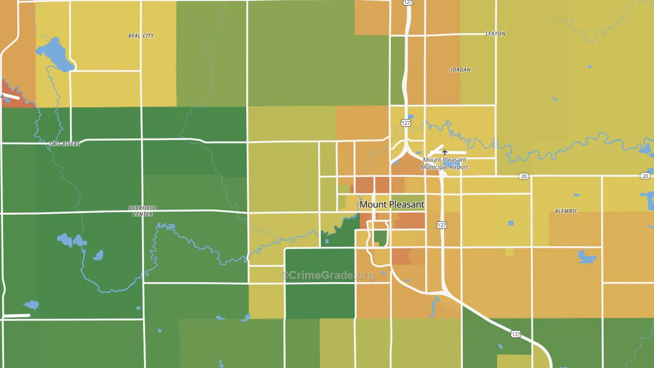 Isabella County, MI Map of Assault Rates