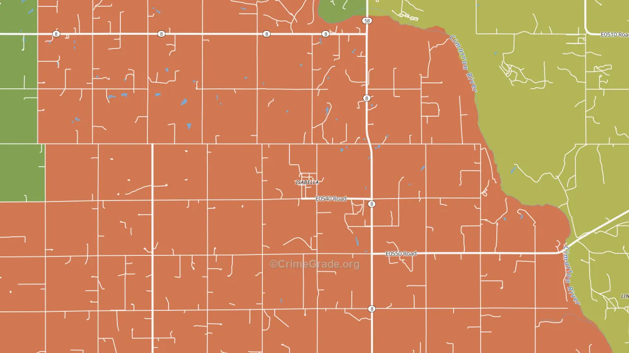 Isabella, OK Map of Assault Rates