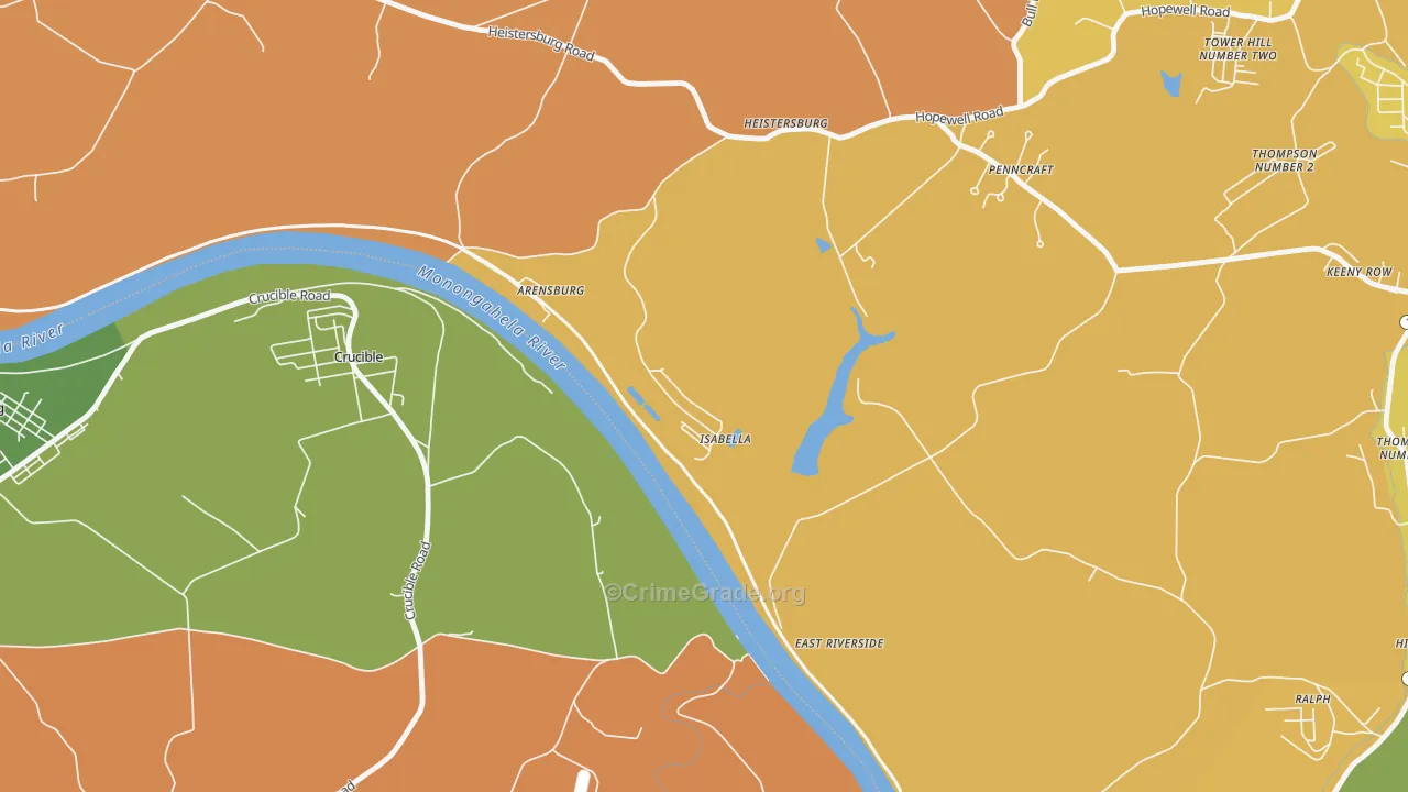 Isabella, PA Map of Assault Rates