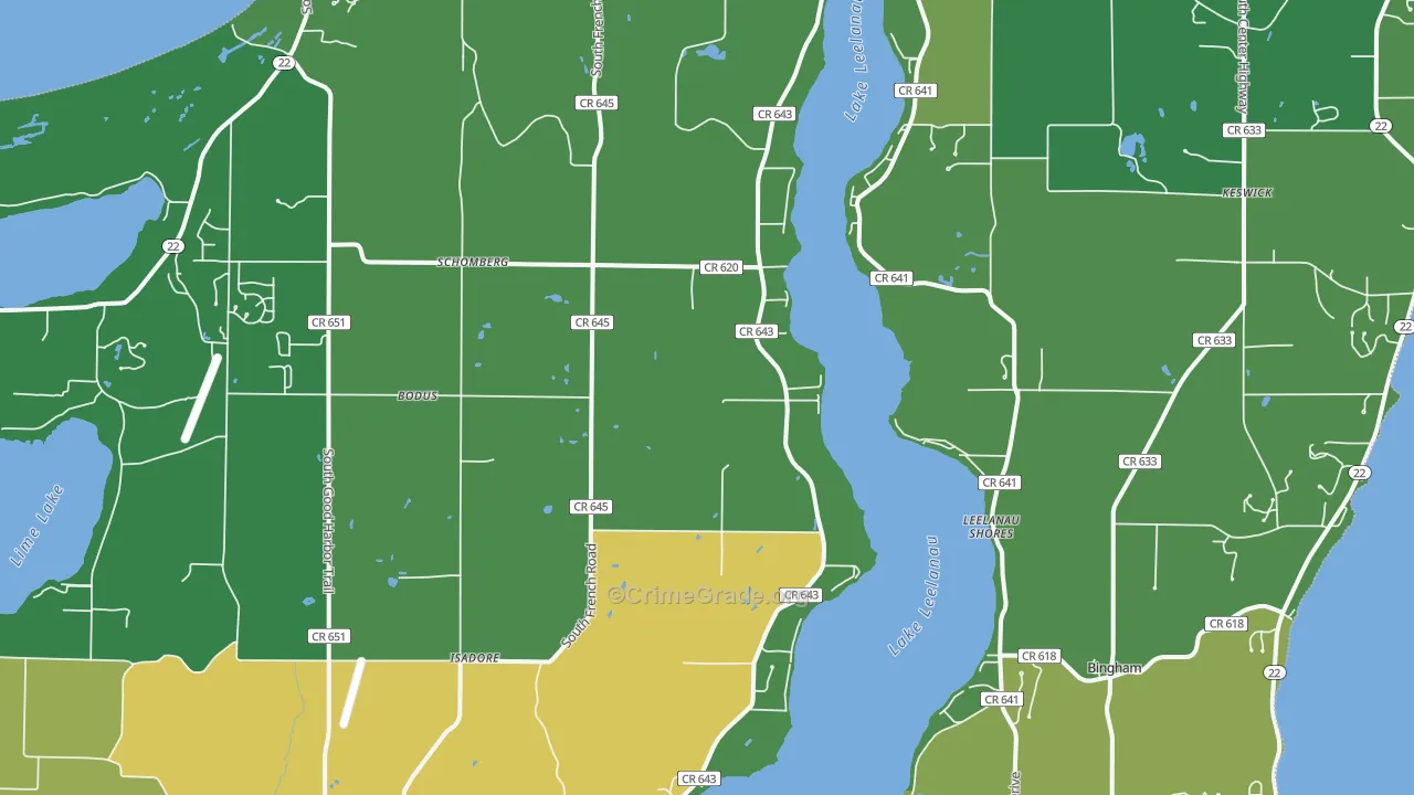 Isadore, MI Map of Assault Rates