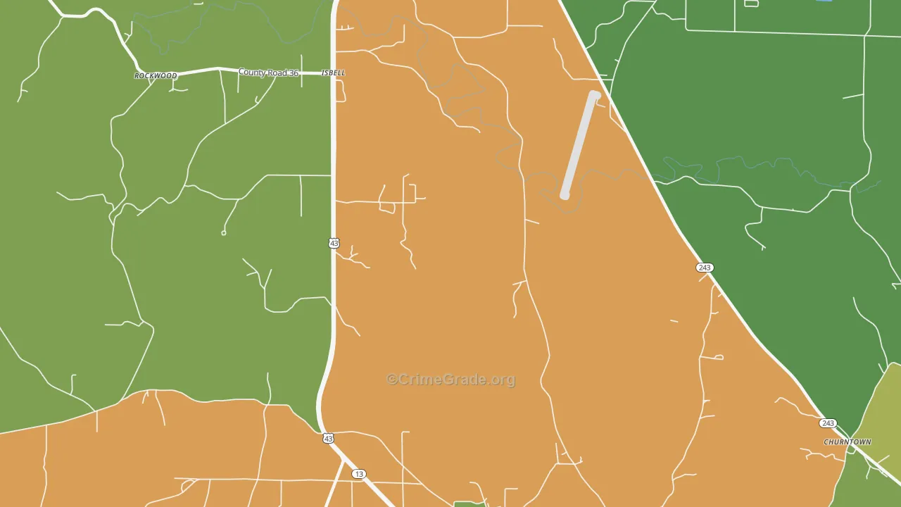 Isbell, AL Map of Assault Rates