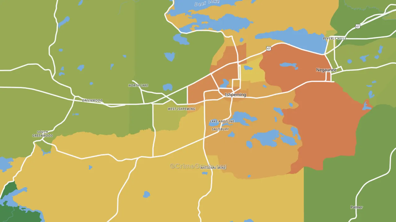 Ishpeming, MI Map of Assault Rates