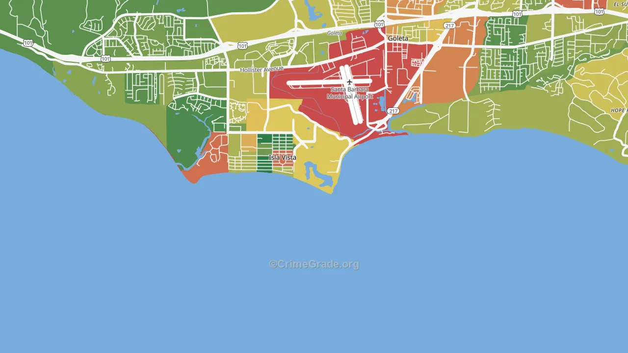 Isla Vista, CA Map of Assault Rates