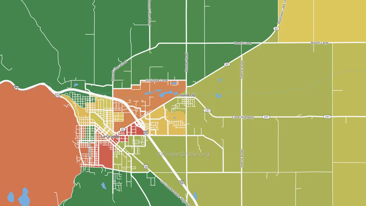 Island City, OR Map of Assault Rates