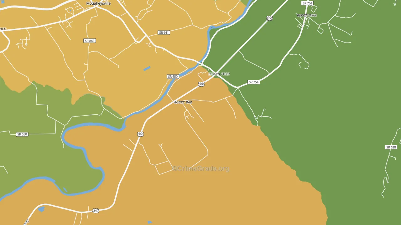 Island Ford, VA Map of Assault Rates