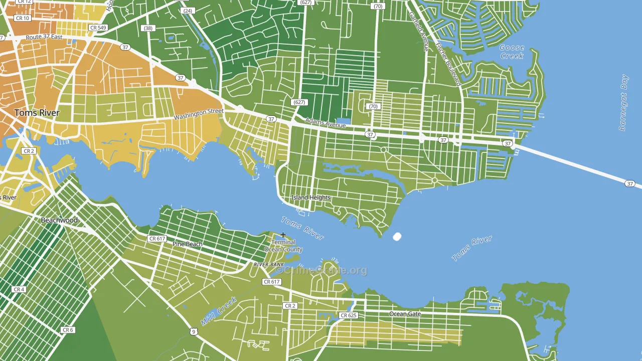 Island Heights, NJ Map of Assault Rates