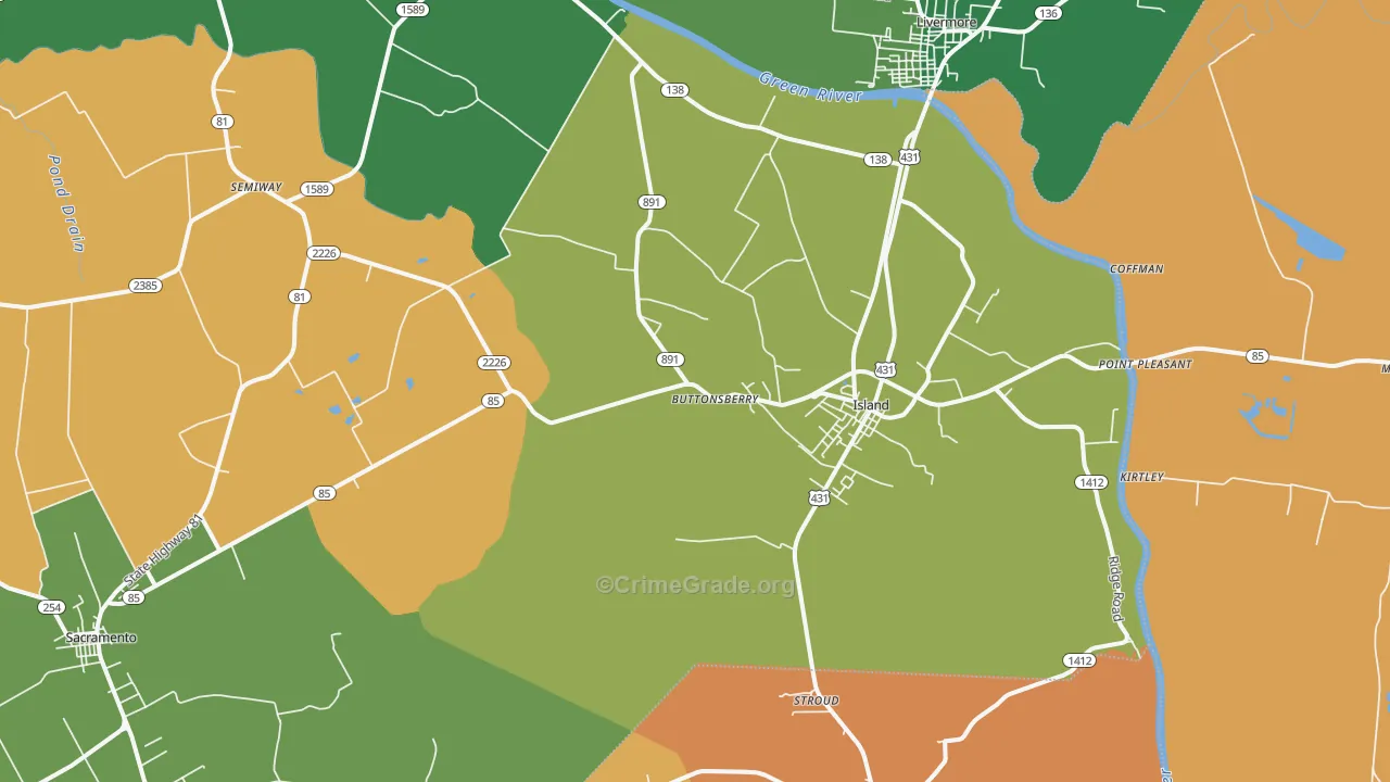 Island, KY Map of Assault Rates
