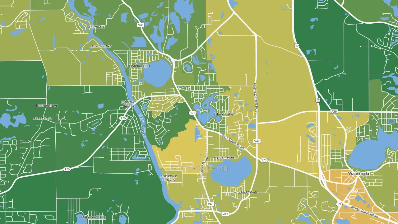 Island Lake, IL Map of Assault Rates