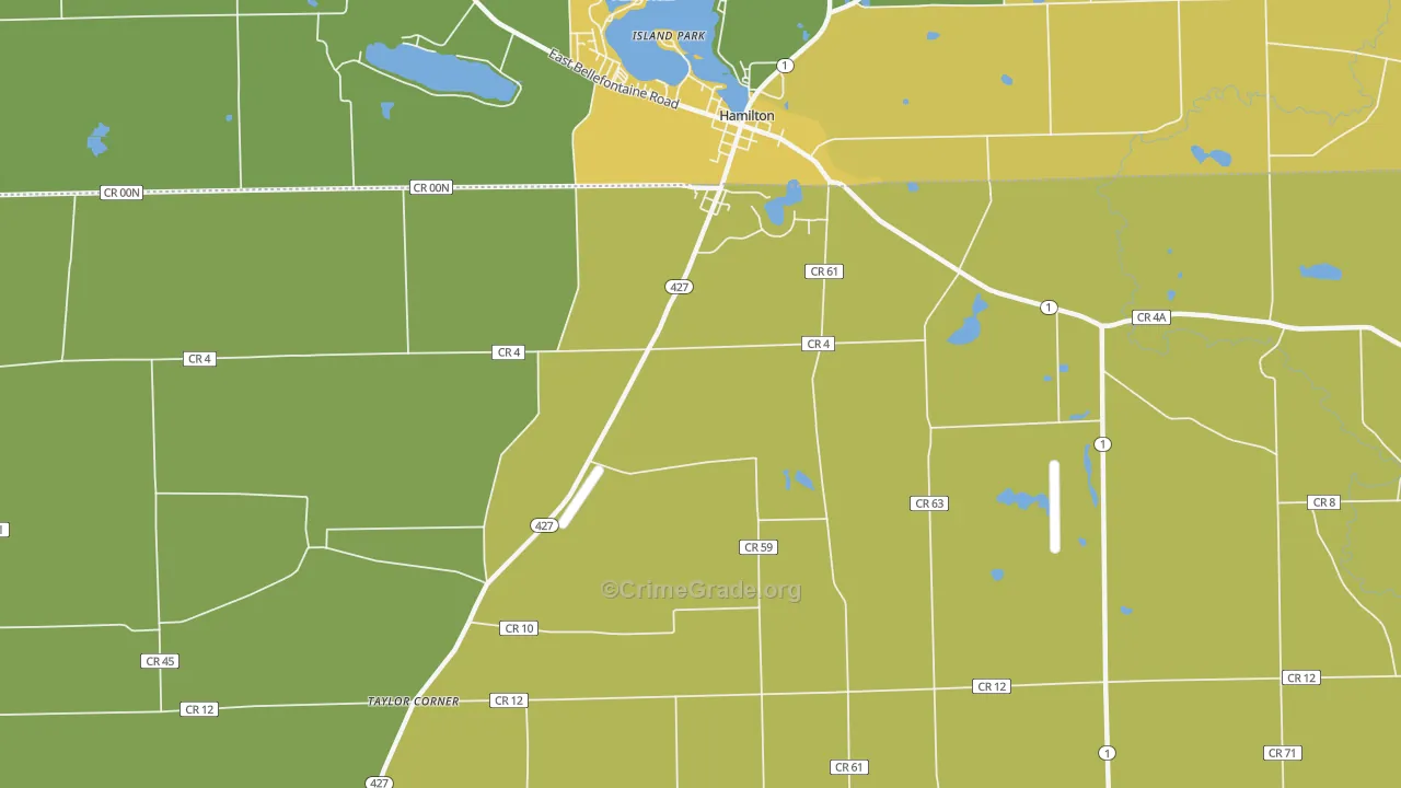 Island Park, IN Map of Assault Rates