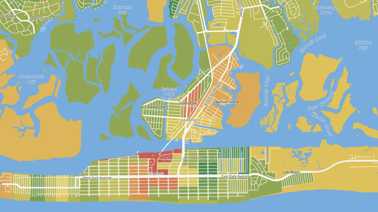 Island Park, NY Map of Assault Rates