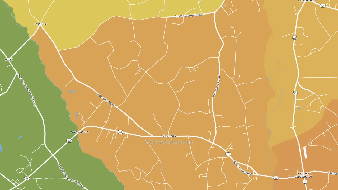 Islandton, SC Map of Assault Rates