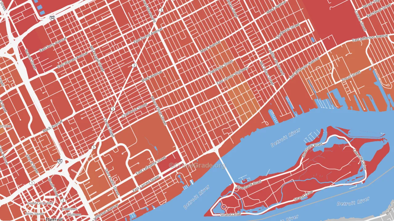 Islandview, Detroit, MI Map of Assault Rates