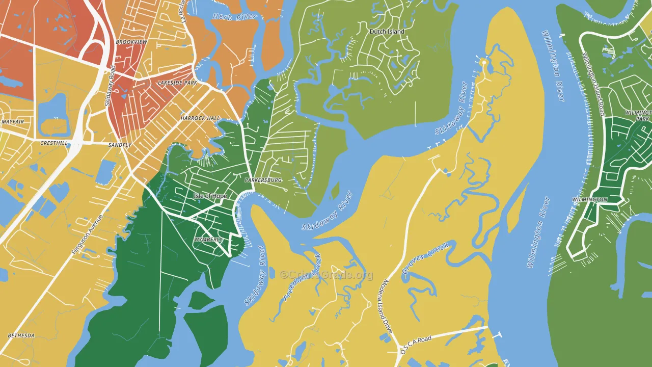 Isle of Hope, GA Map of Assault Rates