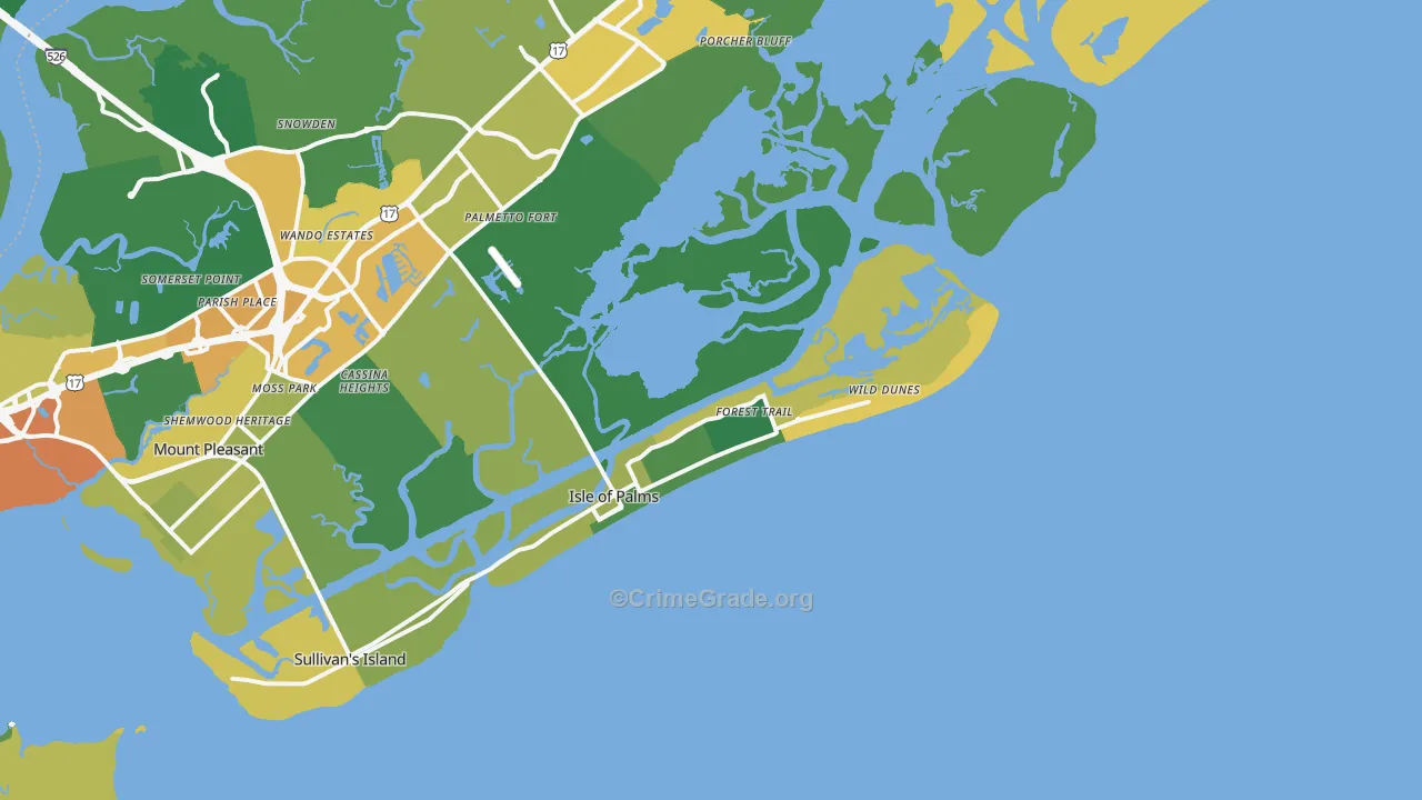 Isle Of Palms, SC Map of Assault Rates