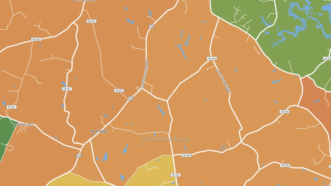 Isle of Wight, VA Map of Assault Rates