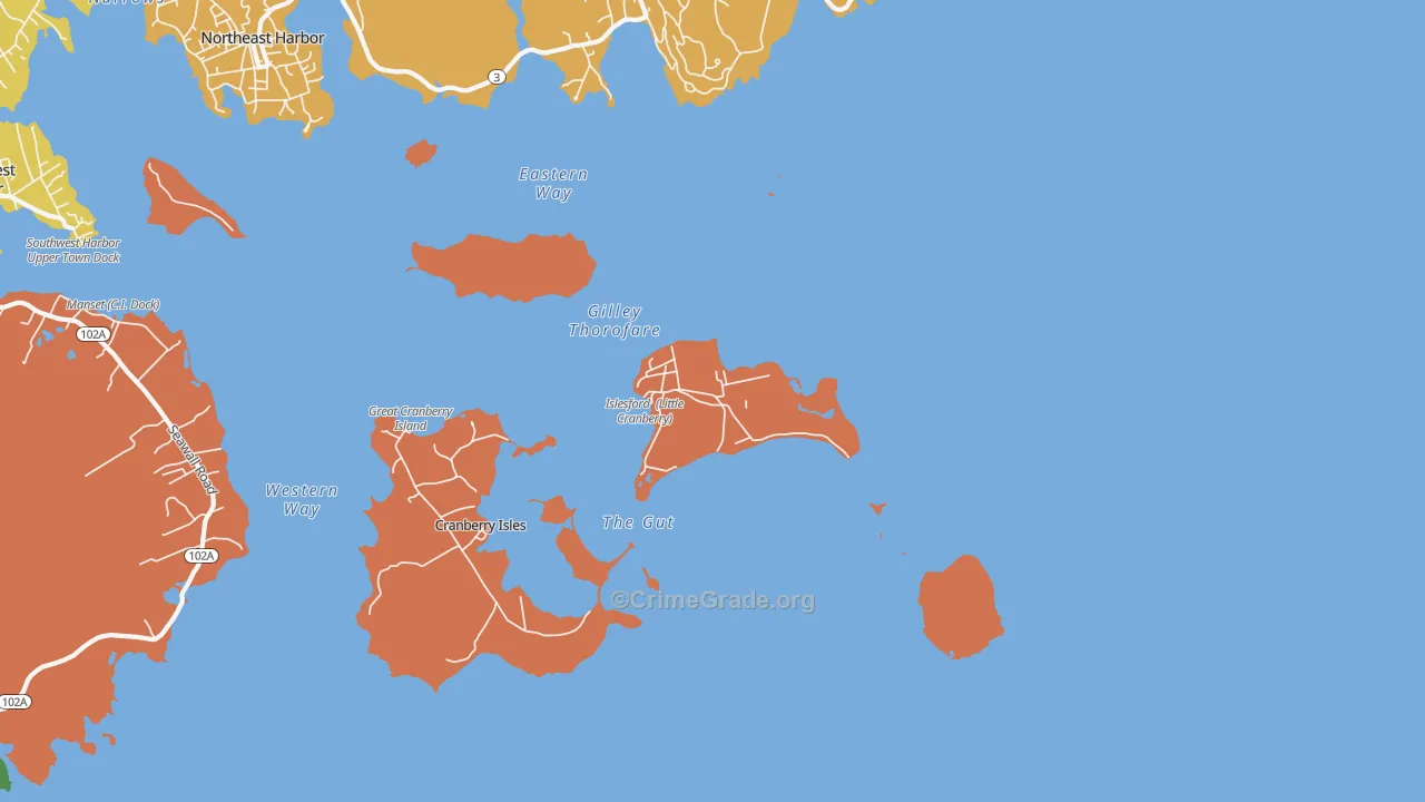 Islesford, ME Map of Assault Rates
