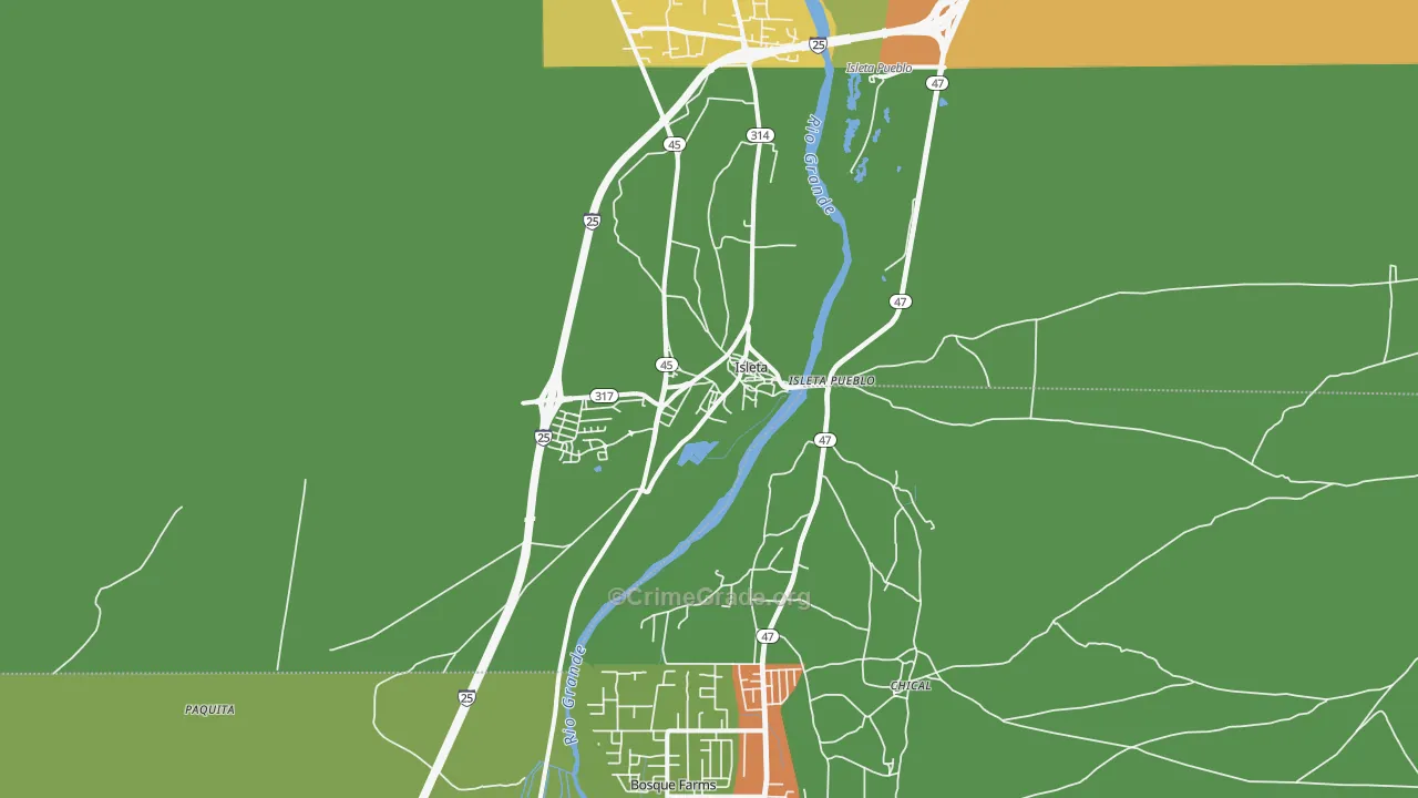 Isleta, NM Map of Assault Rates