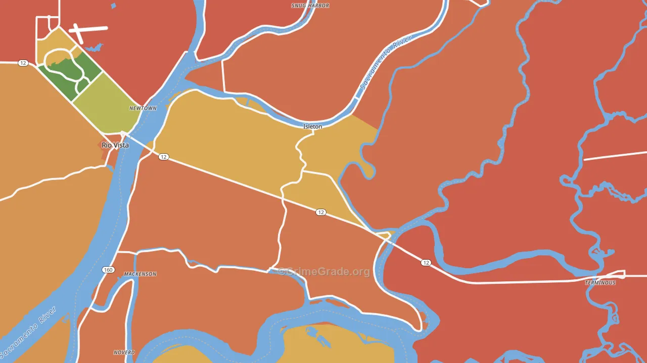 Isleton, CA Map of Assault Rates