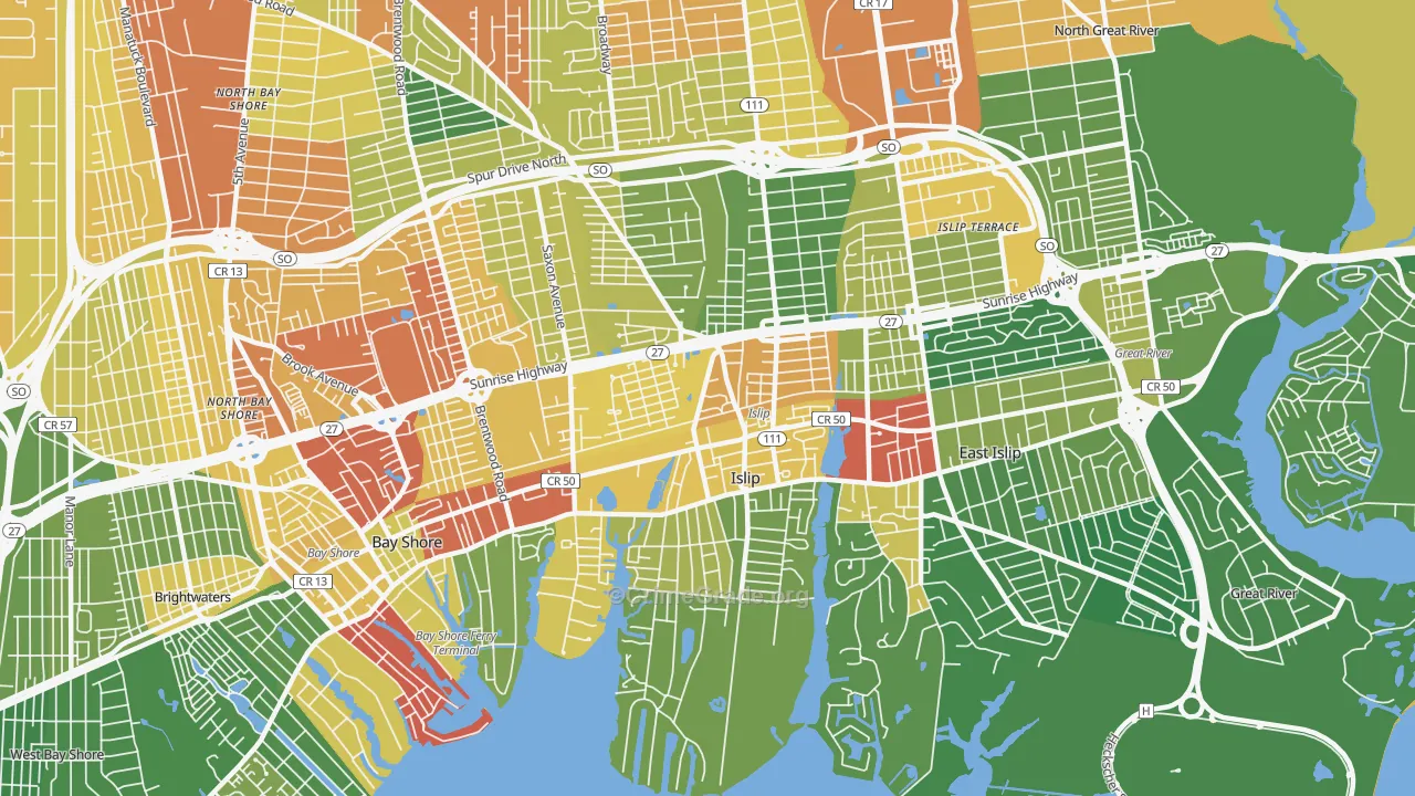 Islip, NY Map of Assault Rates