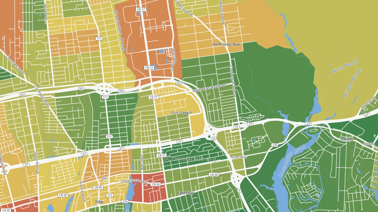 Islip Terrace, NY Map of Assault Rates