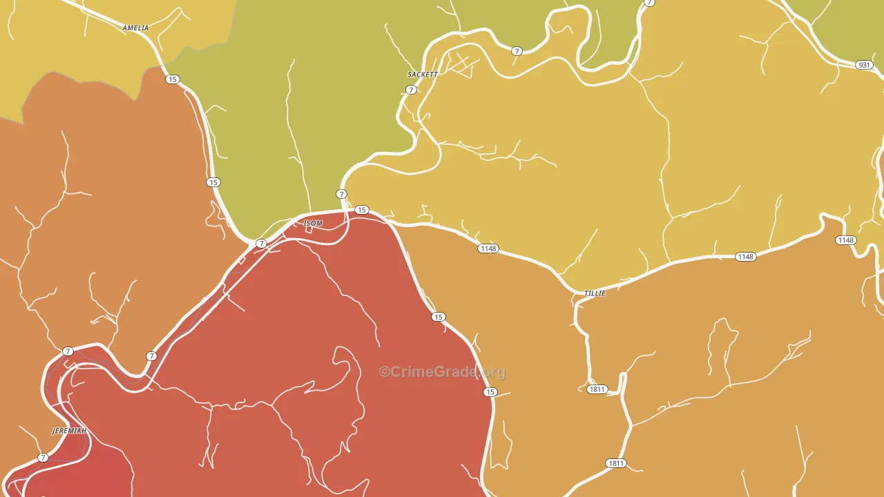 Isom, KY Map of Assault Rates