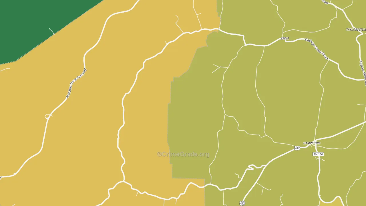 Isom, TN Map of Assault Rates