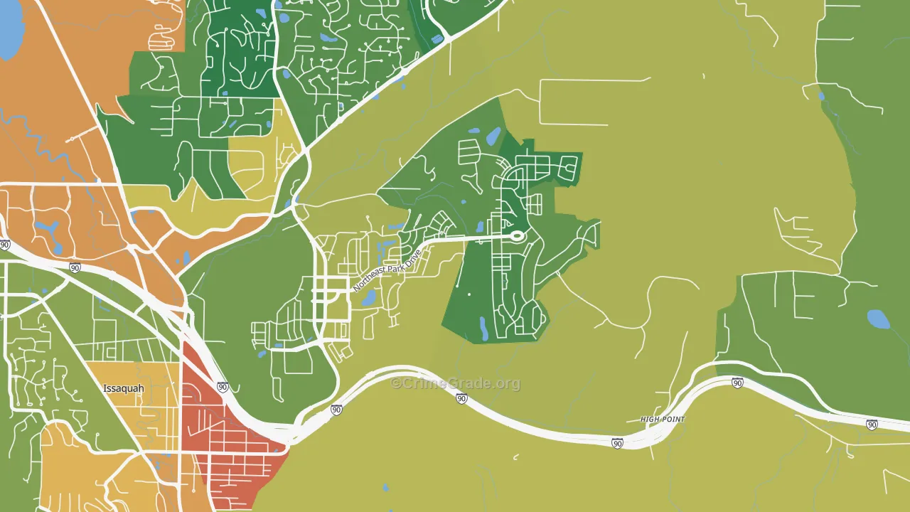 Issaquah Highlands, Issaquah, WA Map of Assault Rates